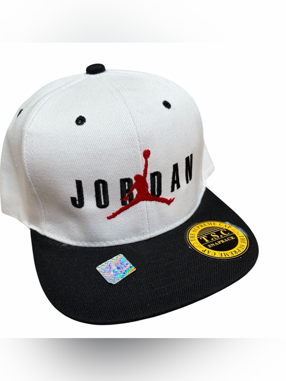 Jordan White and Black Snapback Hat with Red Jumpman Logo Jordan hat New